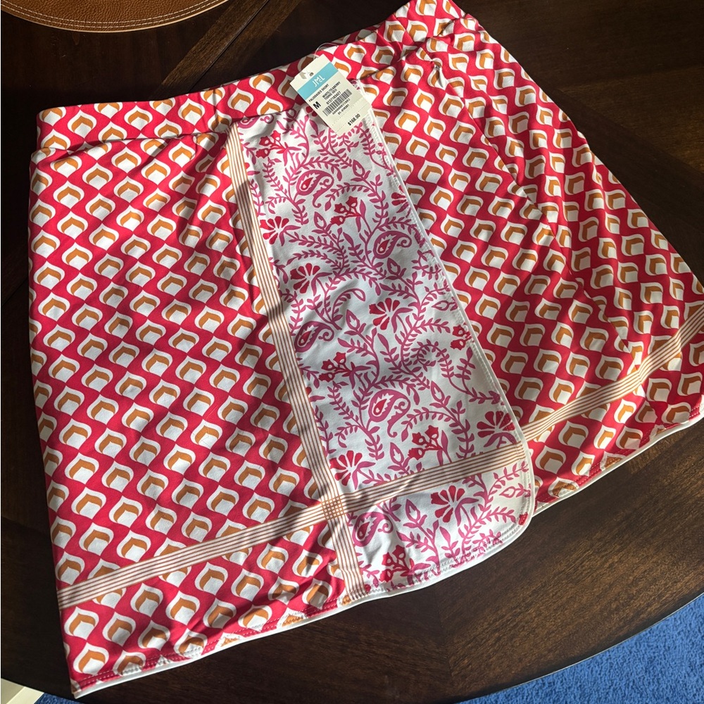 NWT J. McLaughlin Coral Geometric Golf Tennis Skort Preppy Resort Skirt M